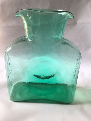 Blenko Light Emerald Green Color Double Spout Glass Vase 384 Pitcher Bottle