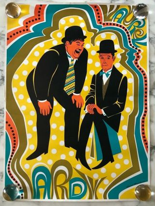 Vintage Laurel And Hardy By Elaine Hanelock Pop Art Poster 1968 Very Tarantino
