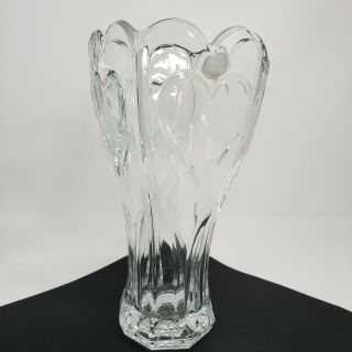 11 " Deplomb 24 Lead Crystal Square Heart Petal Top Clear Flower Vase