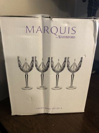 Marquis By Waterford Lacey Wine Set Of 4.  (retail $100. )