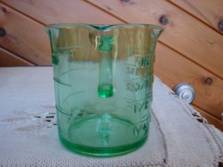Vintage Hazel - Atlas KELLOGG ' S Green Depression Glass 1 Cup Measuring Cup 3 Spout 2