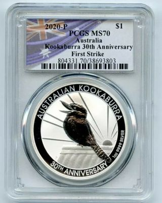2020 P $1 Australian Silver Kookaburra 1oz Pcgs Ms70 First Strike