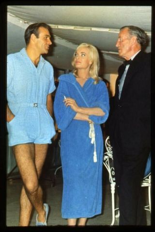 Goldfinger Sean Connery Shirley Eaton Ian Fleming On Set 35mm Transparency