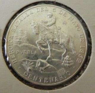 1962 Mexico Medal Commemorative Batalla De Puebla 5 De Mayo Silver Scarse