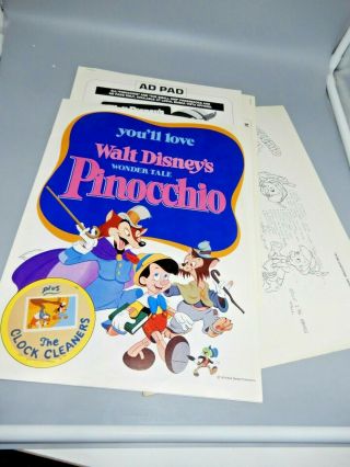 Walt Disney Pinocchio Reissue 1978 Press Kit Promo Book & Ad Pad