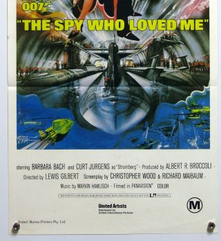 THE SPY WHO LOVED ME Roger Moore Barbara Bach 007 JAMES BOND Aus Daybill 1977 3