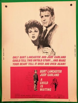 1963 A Child Is Waiting 30 X 40 Movie Poster Judy Garland B Lancaster