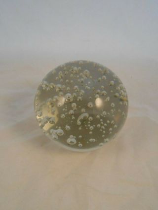 Large Clear Controlled Bubble Glass Paperweight Crystal Art Glass 4 " Gr8 Gift