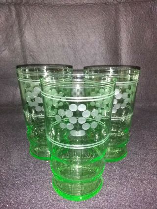 Vintage Green Depression / Uranium Glass Set Of 3