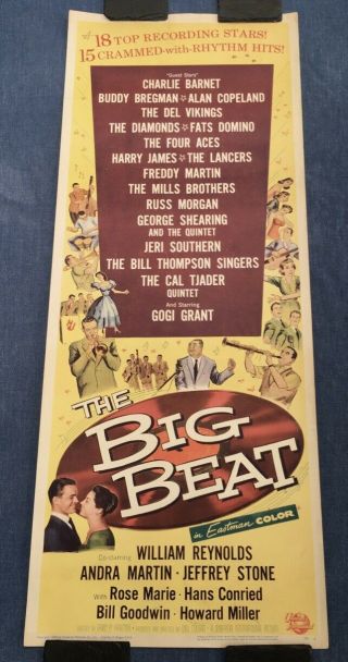 Orig 1958 " The Big Beat " Insert Movie Poster 14 " By 36 " Fats Domino Cal Tjader,