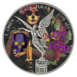 Mexico 2019 1 Onza Day Of The Dead " Crystal Skull Vi " 1 Oz 999 Silver Coin