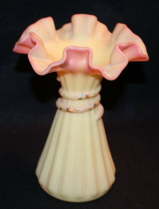 Fenton Hand Painted Burmese Vase Rosebuds