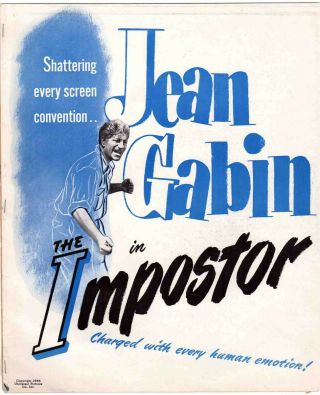 The Imposter - 1944 Jean Gabin,  Dir: Julien Duvivier - With Map