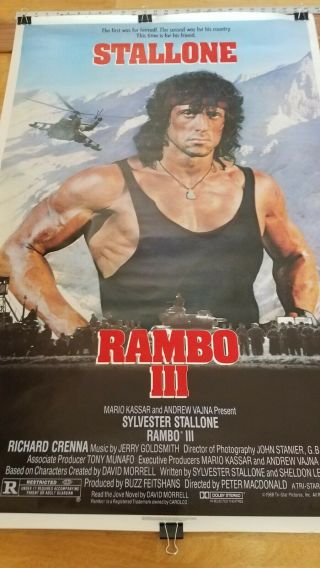 Tri - Star " Rambo Iii " One Sheet 27x41 1988 Movie Poster
