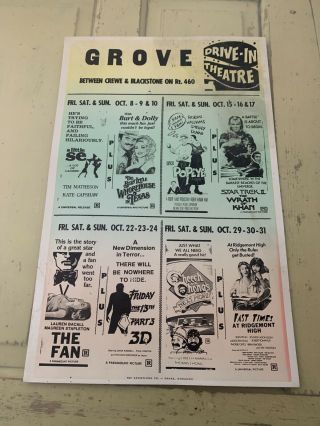 Vintage Drive In Movie Poster 14”x22” Star Trek,  Fast Times,  Cheech And Chong