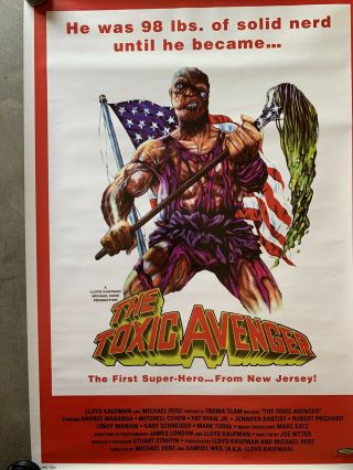 The Toxic Avenger Rolled Orig Video Poster Troma Gore Comedy (1998) 35 " X 25 "