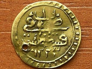 Authentic Ottoman Gold Coin Tugrali Rubiye Altin 1223/1 Ah Mahmud Ii 1808 - 1839ad