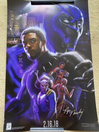 Sdcc 2017 Black Panther Poster Marvel 13 X 19 3/4 Signed By Ryan Meinerding