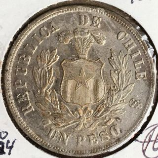 1884 - Chile 1 Peso - Silver -