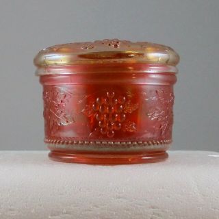 Dugan Vintage Grape Marigold Carnival Glass Powder Jar