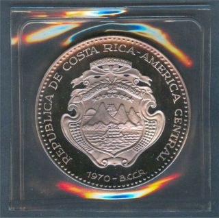 Costa Rica Silver Proof 25 Colones,  1970 – Huge Silver Piece,  Low Mintage