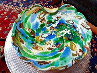 Vtg Mid Century Murano Art 9 1/2 " Glass Bowl Dish Ashtray Gorgeous