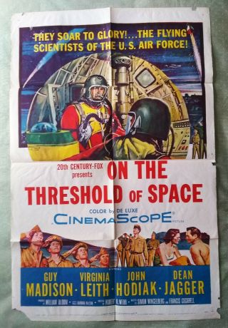 On The Threshold Of Space Vintage 1 Sheet Poster 1956 Folded