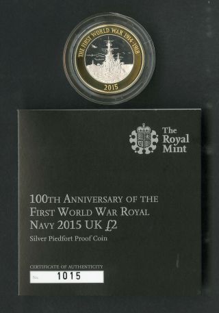 Great Britain Coin 2015 2 Pounds Silver Proof Piedfort Royal Navy Mib