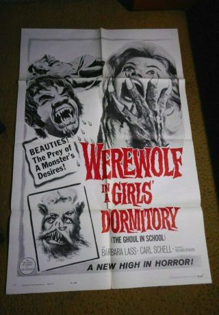Ctom  Werewolf In A Girls Dormitory 1 Sheet Movie Poster 1963