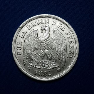 1882 - So Chile Silver 1 Peso.  Au.  - 383
