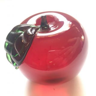 Blown Glass Fruit Cherry Red Apple Handcraft Paperweight Home Decor Ornament