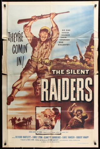 The Silent Raiders Richard Bartlett 1952 1 Sheet Movie Poster 27 X 41