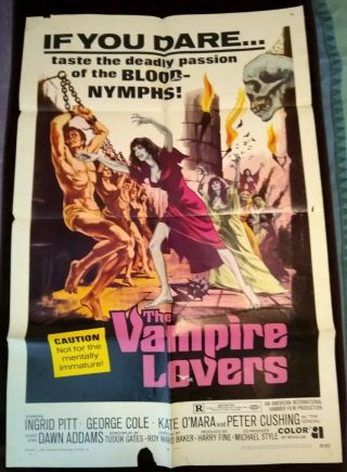 The Vampire Lovers 1970 Vintage 1 - Sheet Poster Ff Ingrid Pitt Peter Cushing