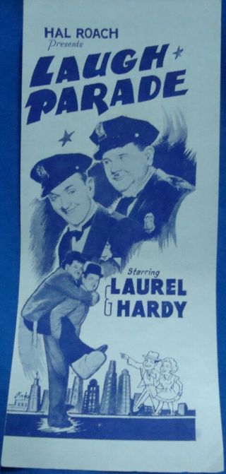 Old Vintage Paper Movies Herald Of Laurel &hardy Movie " Laugh Parade " From Indi