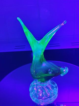 Absolutely Stunning Murano Uranium Glass Fish Vase