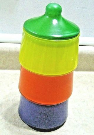 Bartlett Collins Retro Candy Stacking Jars W/ Lid Apothecary Vintage Rare