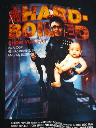 Hard Boiled T Shirt Hong Kong Cult Film 1990s Screenprinted M Chow Yun Fat Rare