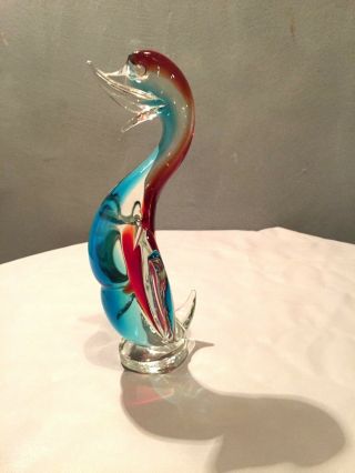 Vintage Italian Murano Venetian Art Glass Duck Figure Sculpture Multicolor 8.  7 "