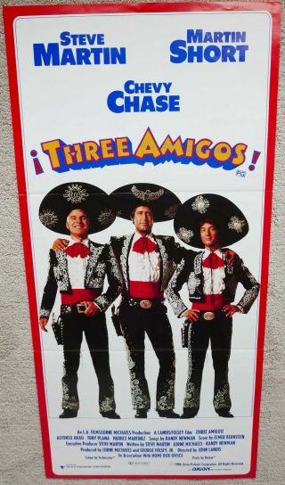 Three Amigos 1986 Australian Cinema Daybill Movie Poster Steve Martin