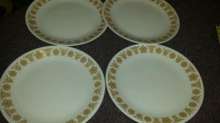 4 Corning Ware Corelle Golden Butterfly Dinner Plates 10 1/2 "