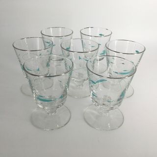 7 Vintage Libbey Mid Century Atomic Footed Cocktail Glasses