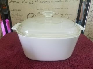 Vintage Corning Ware White 3 Liter Casserole Dish,  A - 3 - B,  With Glass Lid