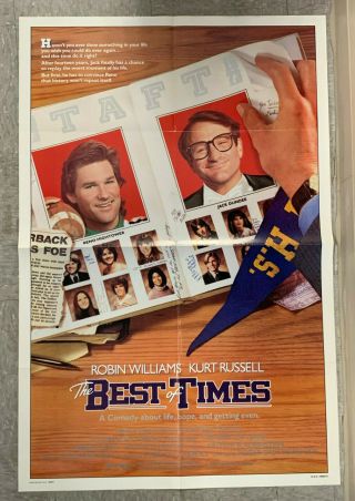 1985 Movie Poster The Best Of Times Robin Williams/kurt Russell 27x41 " 1 - Sheet