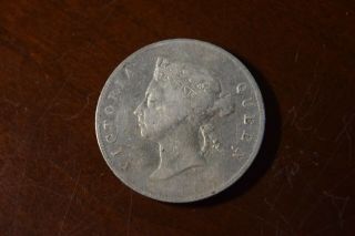 1893 China Hong Kong 50 Cent Victoria Silver Coin