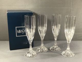 Set 4 Mikasa Park Lane 8.  75” Fluted Crystal Champagne Glasses 101/007