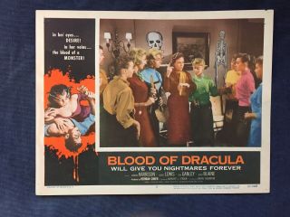 1957 Blood Of Dracula Aip Monster 7 Lobby Card Vampire Lc
