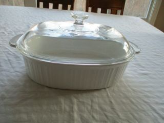 Corning Ware F - 14 - B French White 4 Liter Casserole Dutch Oven With Pyrex Lid