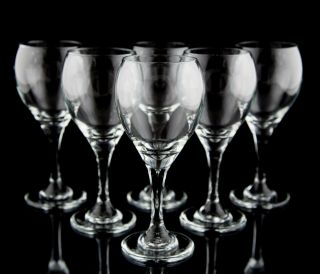 Libbey Perception Wine Glasses Set Of 6 Clear Plain Vintage Stemware