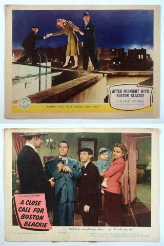 Boston Blackie Chester Morris 2 Lobby Cards After Midnight 1943 A Close Call 194