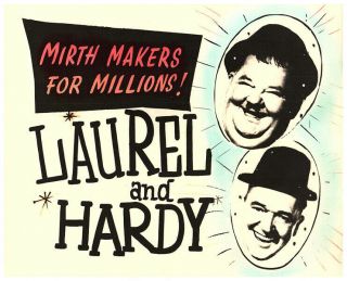 Laurel And Hardy British Lobby Card Rare Title Artwork